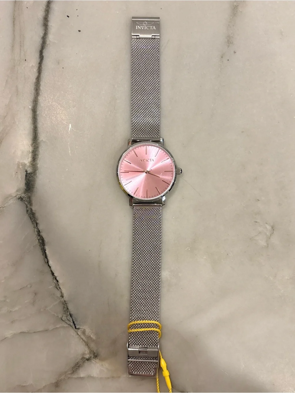 Invicta Pink Dial Silver Mesh Bracelet Watch
